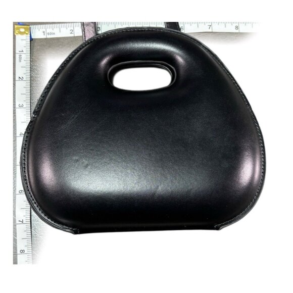 Small Black Leather Handbag With Handle Cutout & Strap - Picture 5 of 6